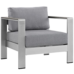 Shore Outdoor Patio Aluminum Armchair - Silver Gray 
