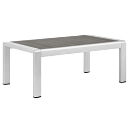 Shore Outdoor Patio Aluminum Coffee Table - Silver Gray 