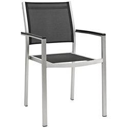 Shore Outdoor Patio Aluminum Dining Chair - Silver Black 