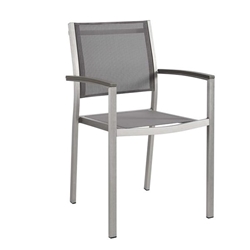 Shore Outdoor Patio Aluminum Dining Chair - Silver Gray 