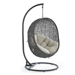 Hide Outdoor Patio Swing Chair With Stand - Gray Beige 