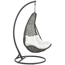Abate Outdoor Patio Swing Chair With Stand - Gray White 