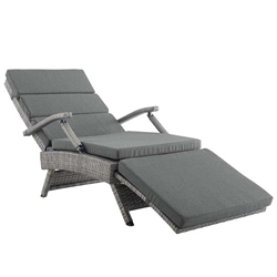 Envisage Chaise Outdoor Patio Wicker Rattan Lounge Chair - Light Gray Charcoal 