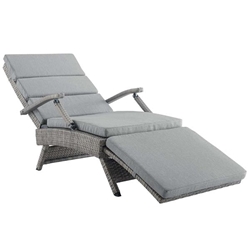 Envisage Chaise Outdoor Patio Wicker Rattan Lounge Chair - Light Gray Gray 