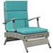 Envisage Chaise Outdoor Patio Wicker Rattan Lounge Chair - Light Gray Turquoise - MOD2925