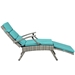 Envisage Chaise Outdoor Patio Wicker Rattan Lounge Chair - Light Gray Turquoise - MOD2925