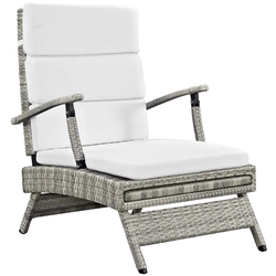 Envisage Chaise Outdoor Patio Wicker Rattan Lounge Chair - Light Gray White 