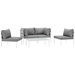 Harmony 5 Piece Outdoor Patio Aluminum Sectional Sofa Set B - White Gray - MOD2935