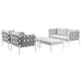 Harmony 5 Piece Outdoor Patio Aluminum Sectional Sofa Set A - White White - MOD2960