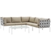 Harmony 6 Piece Outdoor Patio Aluminum Sectional Sofa Set B - White Beige - MOD2963