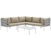 Harmony 6 Piece Outdoor Patio Aluminum Sectional Sofa Set B - White Beige - MOD2963