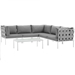Harmony 6 Piece Outdoor Patio Aluminum Sectional Sofa Set B - White Gray - MOD2965