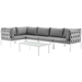 Harmony 6 Piece Outdoor Patio Aluminum Sectional Sofa Set B - White Gray - MOD2965