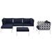 Harmony 6 Piece Outdoor Patio Aluminum Sectional Sofa Set A - White Navy - MOD2966