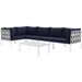Harmony 6 Piece Outdoor Patio Aluminum Sectional Sofa Set B - White Navy - MOD2967