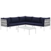 Harmony 6 Piece Outdoor Patio Aluminum Sectional Sofa Set B - White Navy - MOD2967