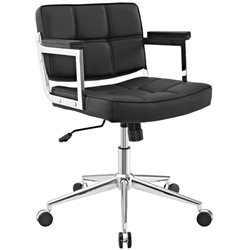 Portray Mid Back Upholstered Vinyl Office Chair - Black 