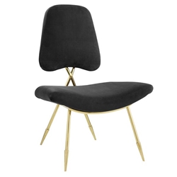 Ponder Performance Velvet Lounge Chair - Black 