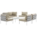 Harmony 7 Piece Outdoor Patio Aluminum Sectional Sofa Set A - White Beige - MOD3014