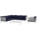 Harmony 7 Piece Outdoor Patio Aluminum Sectional Sofa Set B - White Navy - MOD3058