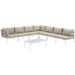 Harmony 8 Piece Outdoor Patio Aluminum Sectional Sofa Set C - White Beige - MOD3063