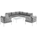 Harmony 8 Piece Outdoor Patio Aluminum Sectional Sofa Set A - White Gray - MOD3064