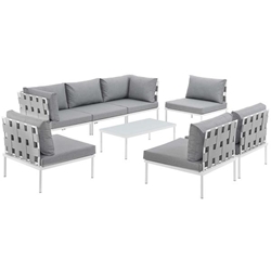 Harmony 8 Piece Outdoor Patio Aluminum Sectional Sofa Set C - White Gray 