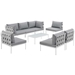 Harmony 8 Piece Outdoor Patio Aluminum Sectional Sofa Set C - White Gray - MOD3066