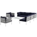 Harmony 8 Piece Outdoor Patio Aluminum Sectional Sofa Set A - White Navy - MOD3067
