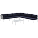 Harmony 8 Piece Outdoor Patio Aluminum Sectional Sofa Set C - White Navy - MOD3069