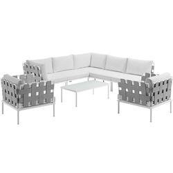 Harmony 8 Piece Outdoor Patio Aluminum Sectional Sofa Set A - White White 