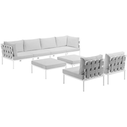 Harmony 8 Piece Outdoor Patio Aluminum Sectional Sofa Set B - White White 