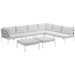 Harmony 8 Piece Outdoor Patio Aluminum Sectional Sofa Set B - White White - MOD3071
