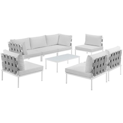 Harmony 8 Piece Outdoor Patio Aluminum Sectional Sofa Set C - White White 