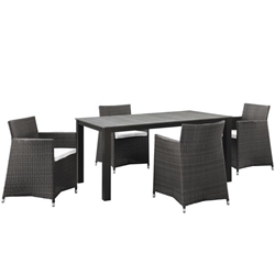 Junction 5 Piece Outdoor Patio Dining Set B - Brown White 