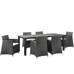 Junction 7 Piece Outdoor Patio Dining Set B - Brown White 