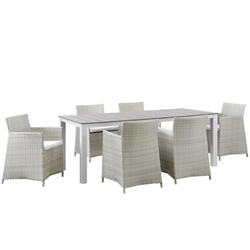 Junction 7 Piece Outdoor Patio Dining Set B - Gray White 