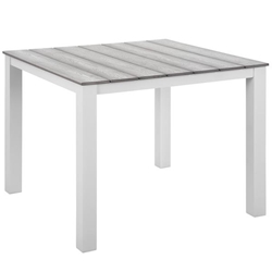 Maine 40" Outdoor Patio Dining Table - White Light Gray Style B 