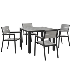 Maine 5 Piece Outdoor Patio Dining Set A - Brown Gray 