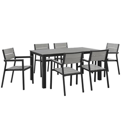 Maine 7 Piece Outdoor Patio Dining Set A - Brown Gray 