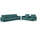 Loft 3 Piece Upholstered Fabric Sofa and Armchair Set - Teal - MOD3239