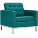 Loft 3 Piece Upholstered Fabric Sofa Loveseat and Armchair Set - Teal - MOD3249