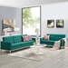 Loft 2 Piece Upholstered Fabric Sofa and Loveseat Set - Teal - MOD3262