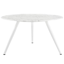 Lippa 54" Round Artificial Marble Dining Table with Tripod Base - White 