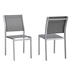 Shore Side Chair Outdoor Patio Aluminum Set of 2 - Silver Gray 
