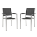Shore Dining Chair Outdoor Patio Aluminum Set of 2 - Silver Black - MOD3455