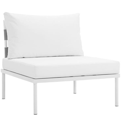 Harmony Armless Outdoor Patio Aluminum Chair - White White 