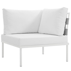 Harmony Outdoor Patio Aluminum Corner Sofa - White White 