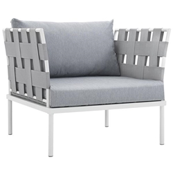 Harmony Outdoor Patio Aluminum Armchair - White Gray 