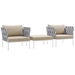 Harmony 3 Piece Outdoor Patio Aluminum Sectional Sofa Set - White Beige - MOD3564